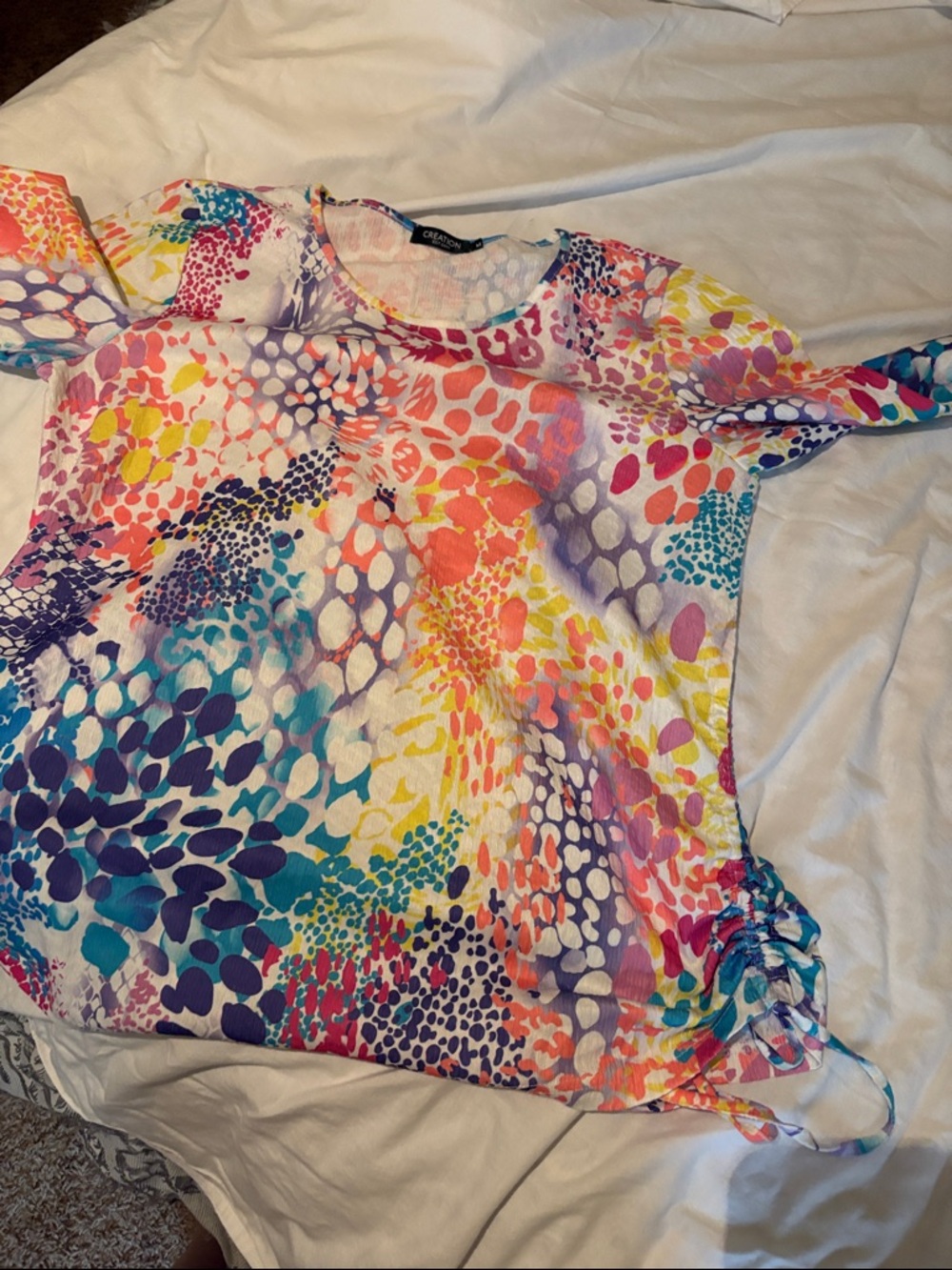 Evolution and Creation Multi-Color Abstract Printed Tunic Top